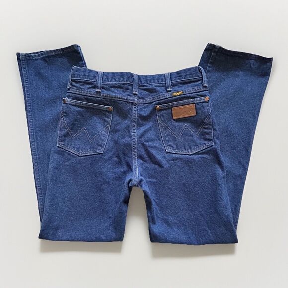 Vtg Wrangler Jeans Mens 33x32 Dark Wash Western Bootcut Denim Pants 936DEN - Picture 1 of 11